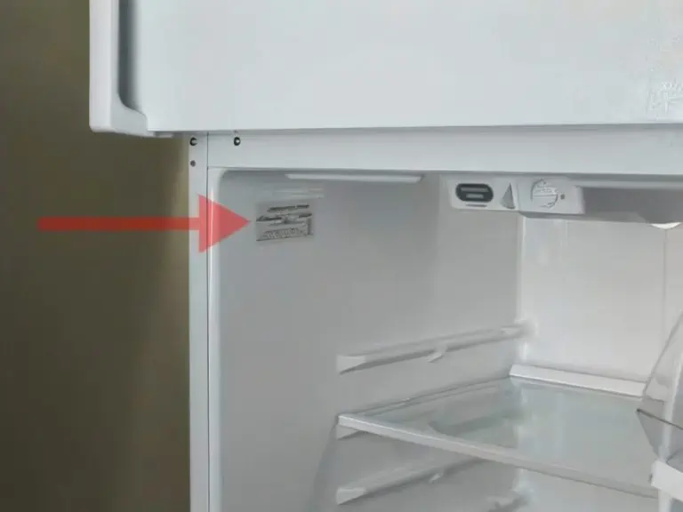 Model number location in a refrigerator